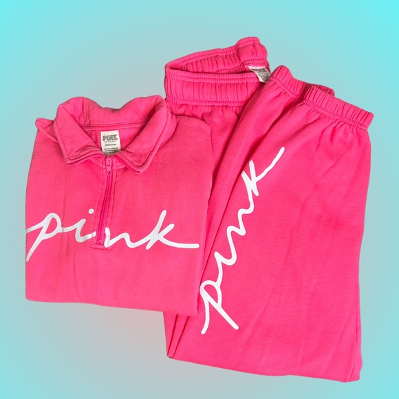 Y2K PINK Victoria’s Secret Tracksuit Set |  Pullover + Sweatpants | Size S - Picture 1 of 5